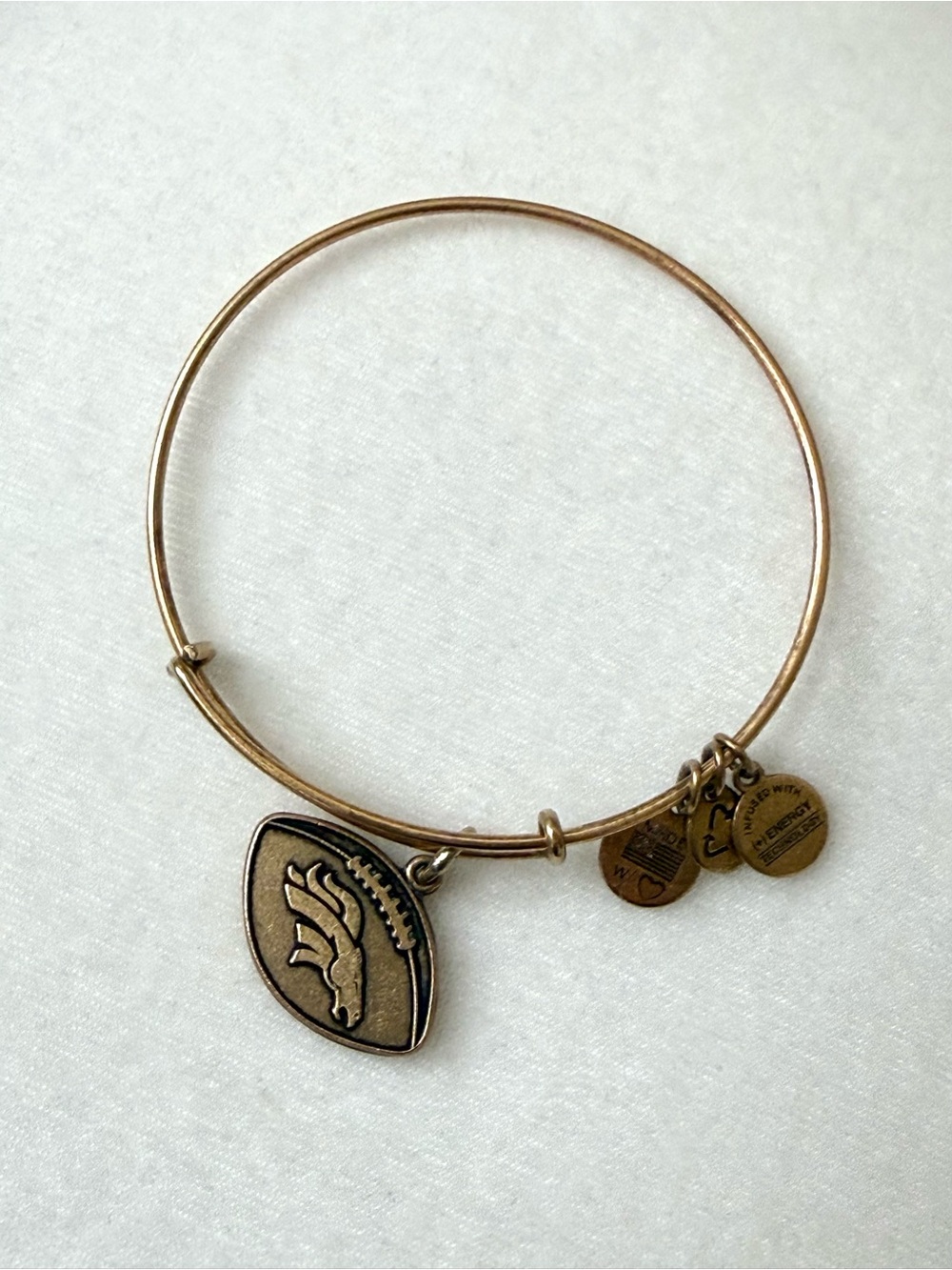 Alex and Ani Denver Broncos NFL Football Charm Bangle Rafaelian Gold
